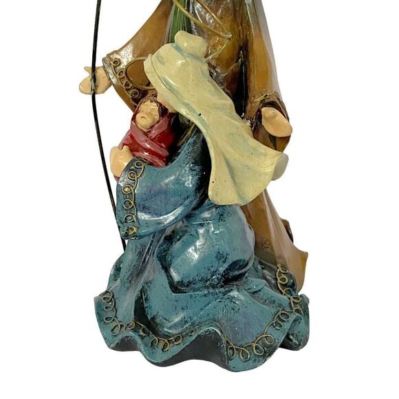 Nativity Figurine Joseph Mary Baby Jesus Hand Painted Resin Wood Christmas Decor - Picture 5 of 9